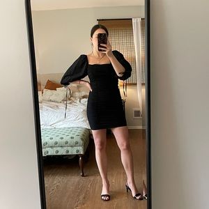Black Mini Ruched Dress
